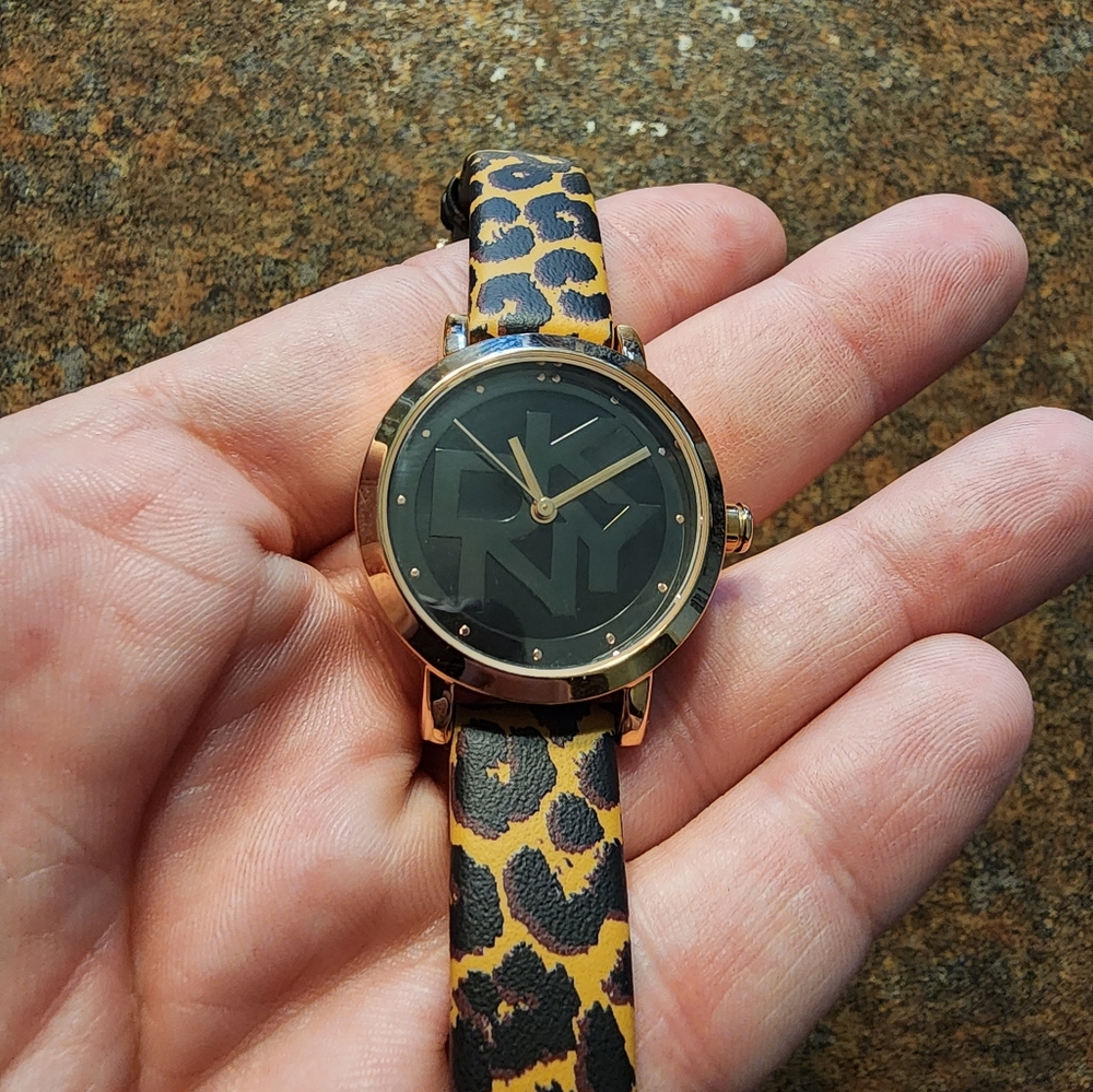 DKNY brand Women's Leopard Print Banded Watch